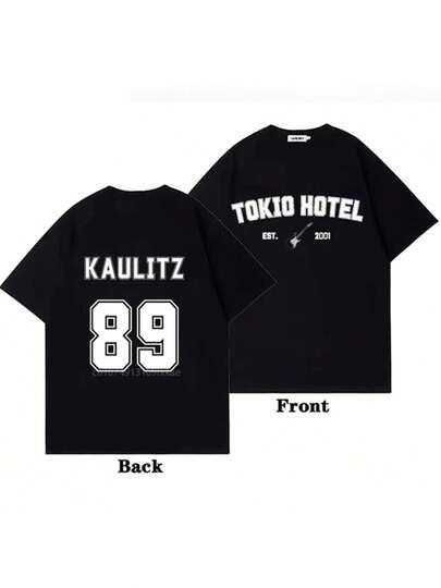 Tokio Hotel Kaulitz T-Shirt With Back Print - Band Graphic T-Shirt, Printed With The Number 89, Breathable, Regular Fit, Unisex. A Must-Have For German Rock Bands, Music Lovers, Lovers Of Printed Clothing, Band Merchandise And Fitness Enthusiasts.