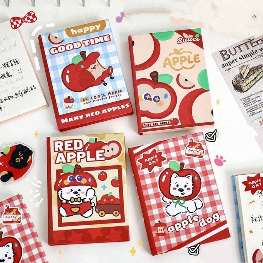Bộ sổ tay mini A7 siêu dễ thương chủ đề Chó và Táo Đỏ. Được làm từ giấy chất lượng cao và có thiết kế bìa cứng bằng da PU cao cấp, những cuốn sổ này được chế tạo để chịu được việc sử dụng hàng ngày. Phong cách Kawaii, với hình ảnh quả táo đỏ tươi và những chú chó hoạt hình đáng yêu, chắc chắn sẽ chiếm được trái tim của những người yêu động vật và những người hâm mộ văn phòng phẩm dễ thương. - Một cỡ - Xem 1