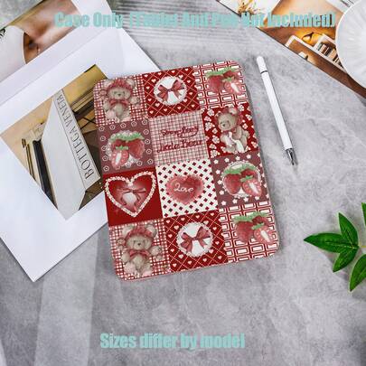 适用于 iPad 的 360° 旋转平板电脑保护套，带笔槽，红粉拼接设计。功能：360° 旋转、智能休眠/唤醒、全面保护、亲肤边缘、多角度支架、透明亚克力背板、笔槽、精准开孔、轻巧便携。兼容 iPad Mini 6/7、2017-2021/10/11、Air 1/2/3/4/5/6/7、Pro 10.5/11/12.9/13 英寸所有版本。