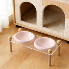 Bộ 2 bát ăn và uống bằng gốm sứ cho mèo, đế chắc chắn, làm từ gốm nung ở nhiệt độ cao, dễ vệ sinh, thiết kế nâng cao giúp tránh mỏi cổ, dùng để đựng thức ăn và nước uống cho mèo và chó. - 200ml - Xem 7