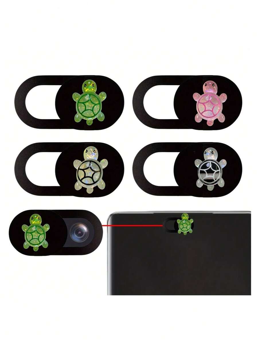 4pcs Webcam Cover,Cartoon Turtle Design, Front Camera Cover, Protect Privacy And Security, Laptop Camera Cover Slide,Phone Accessories Waterproof Shockproof Anti-Fall Anti-Fall Scratch Resistant Anti-Fingerprint Full Cover - Multicolor - View 1