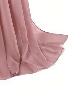1pc Casual Versatile Elegant Muslim Headscarf, Soft Breathable Chiffon Fabric, Spring/Summer - Dusty Pink - View 2