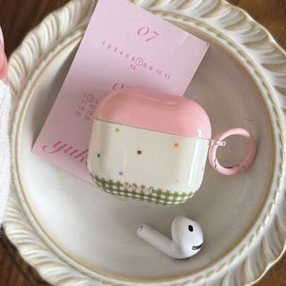 حافظة سماعات الأذن الكورية الحديثة بطراز مربعات ونجوم ملونة متوافقة مع Pro 3 و Pro 2 الجديدة، حافظة سماعات أذن آبل 4 و 3 الشخصية الجميلة للبنات للأجيال 1 و 2