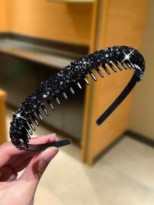 3pcs Women's Luxurious Crystal Headbands, Non-Slip Teeth Design, Hair Accessories, Suitable For Daily Use, Washing Face And Makeup Hair Band Hair Hoop Hairband - Multicolor - View 9
