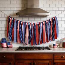 4th Of July Ribbon Banner Red White Blue Decorations, Patriotic Tinsel Garland For Mantel Wall Window And More - 五彩繽紛 - 查看 6
