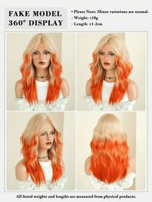 7JHH WIGS Tóc giả dài vừa phải màu cam sẫm, gợn sóng nhẹ, dành cho nữ, dài 20 inch, kiểu tóc xoăn bồng bềnh, có mái rẽ ngôi, chất liệu sợi tổng hợp mật độ cao, chịu nhiệt, thích hợp cho hóa trang, lễ hội Halloween, lễ hội âm nhạc và các bữa tiệc. - trái cam - Xem 7