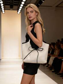 Túi xách tay màu be nâu thắt nơ, phụ kiện không thể thiếu cho người đi làm và đi chơi, túi đeo vai bằng vải canvas dung tích lớn, túi cầm tay đa năng, thiết kế độc đáo cho những chuyến đi chơi hàng ngày. - Nhiều màu - Xem 4