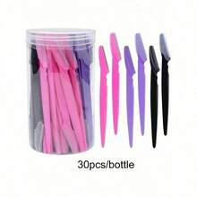 30pcs/Bottle Eyebrow Razor Set, Includes Storage Box, Facial Trimming Blades & Shaver, Suitable For Facial & Body Hair Removal, Essential Hair Salon, Beauty & Travel Accessory - 彩色 - 查看 6