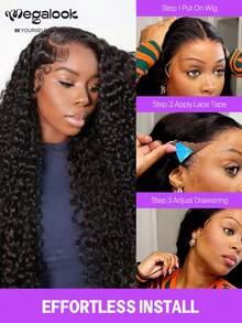 MEGALOOK 棕色渐变水波纹假发升级款 13x6 Max Three-Go™ 无胶抽绳假发 100% 真人发 - 预剪耳到耳蕾丝自然色带棕色挑染假发 180% 密度 即戴即用透明蕾丝前额假发 - 无需胶水，自然逼真，适合日常佩戴，可打造办公室、僵尸新娘、万圣节派对、Y2K 复古风、度假装扮、户外角色扮演、校园、学校假期、圣诞节派对、婚礼、节日等各种场合，适合女性佩戴。 - SNatural - 查看 6