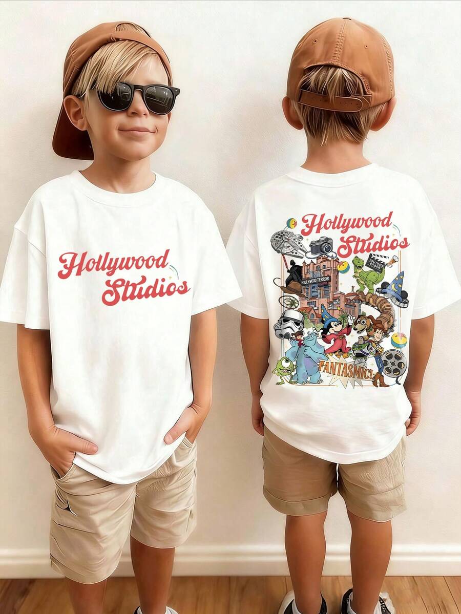 Disney Mickey Mouse Cartoon Print, Casual And Simple Short Sleeved T-Shirt Case, Suitable For Wearing In Spring And Summer Seasons, Suitable For Both Boys And Girls. Holiday Gift - 白色 - 查看 1