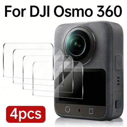 4片装钢化玻璃屏幕保护膜，适用于Osmo 360相机，超高清，防刮花，防指纹，易于安装