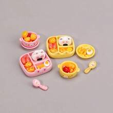 Cute Bento Box And Bowl Set, DIY Decor Dollhouse Accessories - Pink + Yellow - View 8