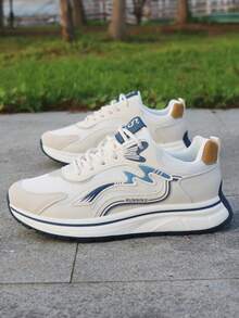 Giày thể thao nam casual lưới thoáng khí mới năm 2026, giày đế dày kiểu chunky, giày chạy bộ thời trang cho mùa xuân/hè. - Màu be - Xem 2