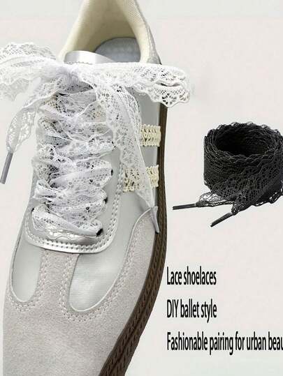 1 Pair Lace Trim Shoelaces, Ballet Style, Cute & Fashionable, Suitable For Sneakers, Casual Shoes, Sports Shoes, Also Can Be Used As Home Gift,Shoe Rack,Storage Saver,Outdoor,Garden,Travel Essential,Portable,Beach Essential,Graduation Season,Commencement,Graduation Ceremony,Graduation Gift,Graduation Present,Graduation Gift,Graduation Present,Congrats Grad,Congratulations Graduate,Valedictorian,Finish School,Graduation Party