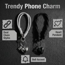 1/2 chiếc móc khóa điện thoại hình gấu tình yêu phong cách đường phố, chất liệu kim loại + dây bện, màu bạc/đen, mặt dây chuyền móc túi. - Nhiều màu - Xem 6