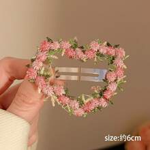 【新作】春夏 ハートヘアピン サイド用 ピンク 刺繍フラワー 前髪留め キュート フェミニン - 3# フローラルレースハート 6cm - BBクリップ - チェックする 9