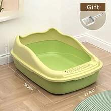 Caja de arena para gatos, caja de arena para mascotas de tamaño pequeño para inodoro antisalpicaduras para gatos - BEIGE - Ver 10