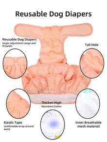 1 Pc Female Dog Diapers, High Absorbency Washable Dog Diapers For Female Dogs In Heat, Incontinence, Or Excitement Urination - Hot Pink - View 8