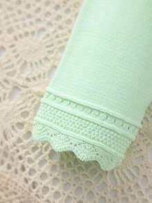 Cardigan Rajut Warna Polos Elegan Bermotif Bunga Renda Berongga untuk Anak Perempuan, Cocok untuk Semua Musim atau Hadiah Idul Adha - Mint Green - View 6