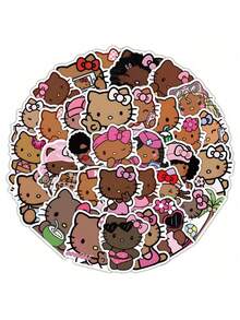 SANRIO 50张/65张三丽鸥可爱卡通猫咪涂鸦防水防刮贴纸，适合女孩、男孩、水瓶、笔记本电脑、吉他、滑板、行李箱、自行车装饰，圣诞节和生日礼物 - San海報 - 查看 12