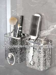 Wave Pattern Wall-Mounted Storage Box, No Drilling Required, Bathroom Vanity Organizer, Toilet Shelf - Multicolor - View 4