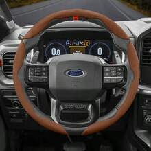 适用于麂皮方向盘套，分段式设计，快速安装，防滑舒适，四季通用，可选2件套/3件套，适用于F系列/F-150/Super Duty/Ranger/E-Transit/Gen-E/Explorer/Kuga/Escape/Mustang Mach-E/Mustang/Expedition/Everest/Territory/Equator Sport/Bronco，颜色：黑色、棕色、摩卡色、橙色、红色、绿色 - Sectional Suede Steering Wheel Cover - 查看 15