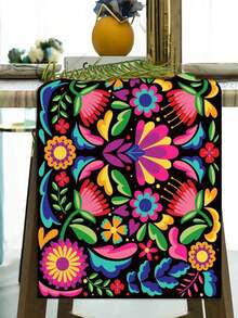 1 pieza Camino de mesa floral y colorido, decoración del hogar, camino de mesa para fiestas - Multicolor - Ver 2