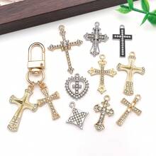 30 piezas de colgantes de cruz de aleación con incrustaciones de rhinestone. Un accesorio DIY popular ideal para crear pulseras, collares, aretes y diversas manualidades hechas a mano. - Multicolor - Ver 6
