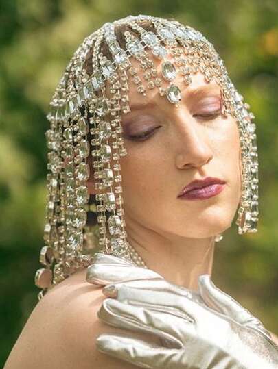 Tassel Hair Accessories, Women's Exaggerated Crystal Hair Chain For Party, Stage Show, Fashion Accessories