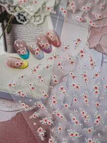 1 pieza de nuevo adhesivo de uñas con estilo chino de pez dorado y flor, lindo adhesivo decorativo de flor para manualidades de primavera con adhesivo 3D - Multicolor - Ver 5