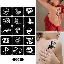 Colorful Henna Tattoo Kit - High Quality Multi-Color Henna Tattoos, 15 Reusable Random Templates | Pre-Mixed Natural Henna Dye For Temporary Body Art | Waterproof & Smudge-Proof, Long-Lasting | DIY Set For Beginners, Suitable For Parties, Festivals, Halloween, Weddings And Henna Nights,Sketch Style - Multicolor - View 15
