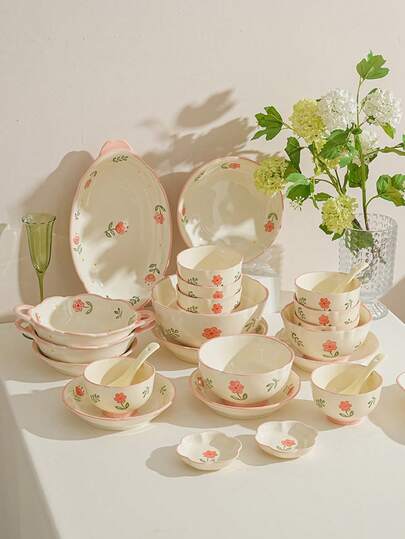 Bộ đồ ăn bằng gốm sứ màu kem Sunny Flower 28 món, bao gồm bát, đĩa, bát súp hai quai và thìa. Bộ đồ ăn đa năng dùng cho sinh hoạt hàng ngày. Đẹp mắt, hoàn hảo cho bữa tối gia đình, tiệc tùng và trưng bày món ăn tinh tế. Tuyệt vời làm quà tặng sinh nhật cho bạn bè và quà tặng ngày lễ.