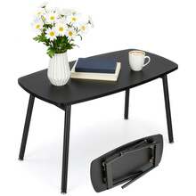 Folding Coffee Table – Compact Rustic Wood Table, Lightweight & Portable, Quick Setup For Small Spaces And Minimalist Homes - Black - View 3