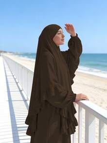 1 chiếc khăn trùm đầu Hijab, Abaya dành cho người Hồi giáo, thiết kế xếp ly ở gấu áo, kiểu dáng cổ điển, đa năng, phù hợp cho mặc hàng ngày và cầu nguyện. - Nhiều màu - Xem 24