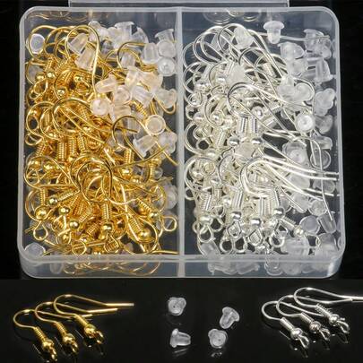 100pcs/Set Jewelry Findings Set Jewelry Making Tools Earring Components Hooks Earplugs For DIY Jewelry Making Kit