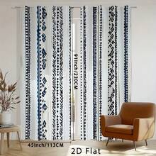 2PCS Bohemian Geometric Patterned Curtains, Patterned Curtains For Living Rooms And Bedrooms, With Glass Window Curtains, Living Room Curtains, 2D Plan - Multicolor - View 7
