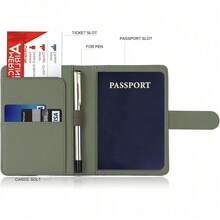 Bao đựng hộ chiếu bằng da cao cấp Melsbrinna, chống nước, chống RFID, ví du lịch có ngăn đựng bút, sổ hộ chiếu dễ thương cho nam/nữ, vỏ hộ chiếu du lịch nhẹ, dễ mang theo khi đi máy bay, phụ kiện du lịch mùa hè thiết yếu. - Nhiều màu - Xem 3