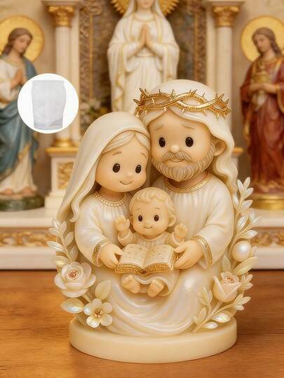 1 khuôn silicon hình Chúa Giêsu và Gia đình Thánh (phiên bản Q), thích hợp để tự làm nến thơm, đồ thủ công bằng nhựa và trang trí nhà cửa, phù hợp cho lễ Phục Sinh, Giáng Sinh, đám cưới.