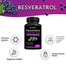 Resveratrol Capsules Contain Grape Seed Extract, Green Tea, And Acai Berry - Support Immune, Skin, Heart & Digestive Health - 120 Capsules - 1瓶 - 查看 4