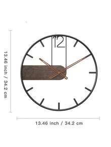 Large Size Wrought Iron & Wood Combination Wall Clock, European Style Fashion Wall Clock, Home Decor For Living Room, Bedroom, Simple & Luxury Design, Silent Movement Room Decor - 彩色 - 查看 17