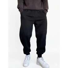 Men's Sweatpants, Winter Fashion, Cold Weather - 男士黑色運動褲 - 查看 1