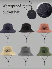1 pieza Sombrero de cubo plegable y portátil, sombrero ajustable con cordón a prueba de viento y protector solar, gorra impermeable y de secado rápido para deportes al aire libre para hombres y mujeres - Multicolor - Ver 1