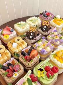 1/10/20 Peças Copos de Mousse Quadrados Transparentes, Caixas de Doces, Adequados para Sobremesas de Aniversário, Casamento, Festa de Feriado, Frutas, Pudim, Gelatina, Sorvete, Recipientes de Cozimento, Suprimentos para Festa, Buffet de Eventos, Recipientes Quadrados, Louça Moderna, Copos Leves, Recipientes para Bolo - Multicolorido - Visão 5