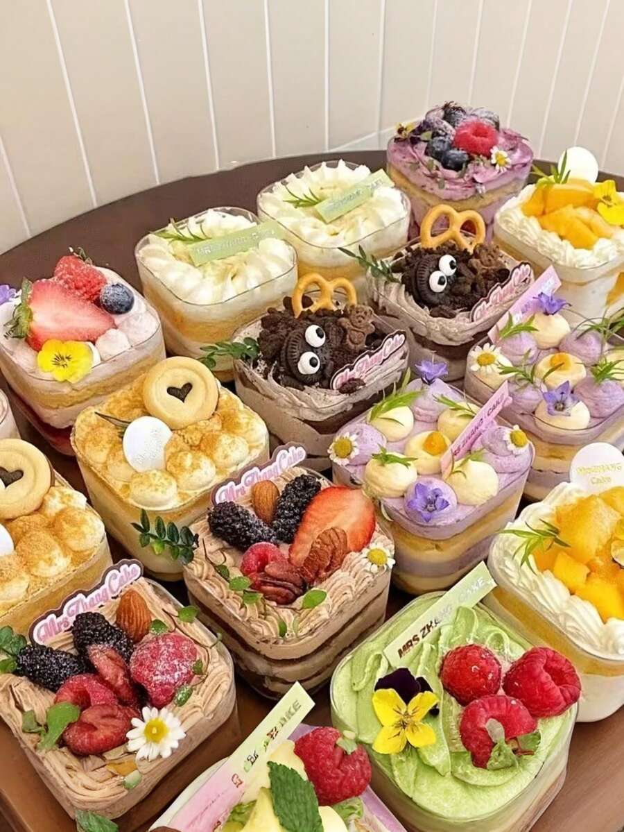 1/10/20pcs Square Transparent Mousse Cups Candy Boxes, Suitable For Birthday Wedding Holiday Party Desserts Fruit Pudding Jelly Ice Cream Baking Containers, Party Supplies, Event Catering, Square Containers, Modern Tableware, Lightweight Cups, Cake Containers - Multicolor - View 1