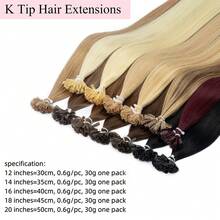 Keratin V Tip Hair Extension Human Hair 12" 16'' 20" Natiral Straight Blonde Machine Remy Hair Fusion Tip Hair On Caspule 30g/pack - S2 - Übersicht 4