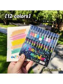 12/24/36/48 Colors Glitter Brush Markers, Dual-Tip Dual-Color 1-5mm Soft Brush Tip Glitter Markers, Suitable For Doodle, Writing, Glitter Art Craft, Adult DIY, Greeting Card Making, Office & School Supplies, Back To School - Multicolor - View 16