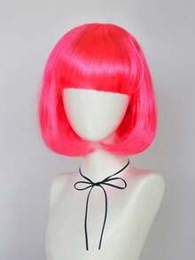 Dopamine Color Bob Wig With Bangs, Bright Neon Colors, Perfect For Cosplay, Festivals, Y2K, K-POP, Daily Wear, Halloween, Stage, Party. Comfortable And Breathable Cap Design, Suitable For Long-Term Wear, Photography, Fan Support, Fashion Styling. - Multicolor - View 26