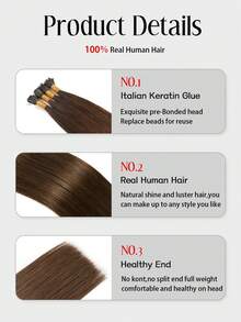 Tóc nối SUYYA 16 inch, 80g, màu nâu sô cô la, kiểu I-Tip, chứa keratin protein, làm từ tóc thật, dành cho nữ. - S4 - Xem 3