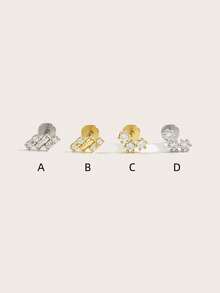 1 Pair Fashionable Minimalist Square Crystal Stud Earrings, Suitable For Daily Wear - Diamond - View 2