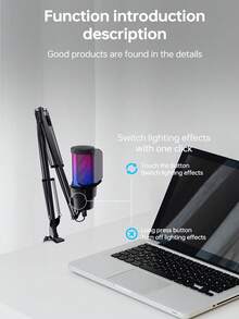 USB Plug Capacitive Microphone With Switchable RGB Lighting Modes, Suitable For Gaming, Esports Recording And Live Streaming - View 9